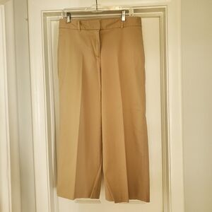 Talbots Womens sz 8 Pants Beige Cropped Mid Rise Straight Wide Leg 24 Inseam